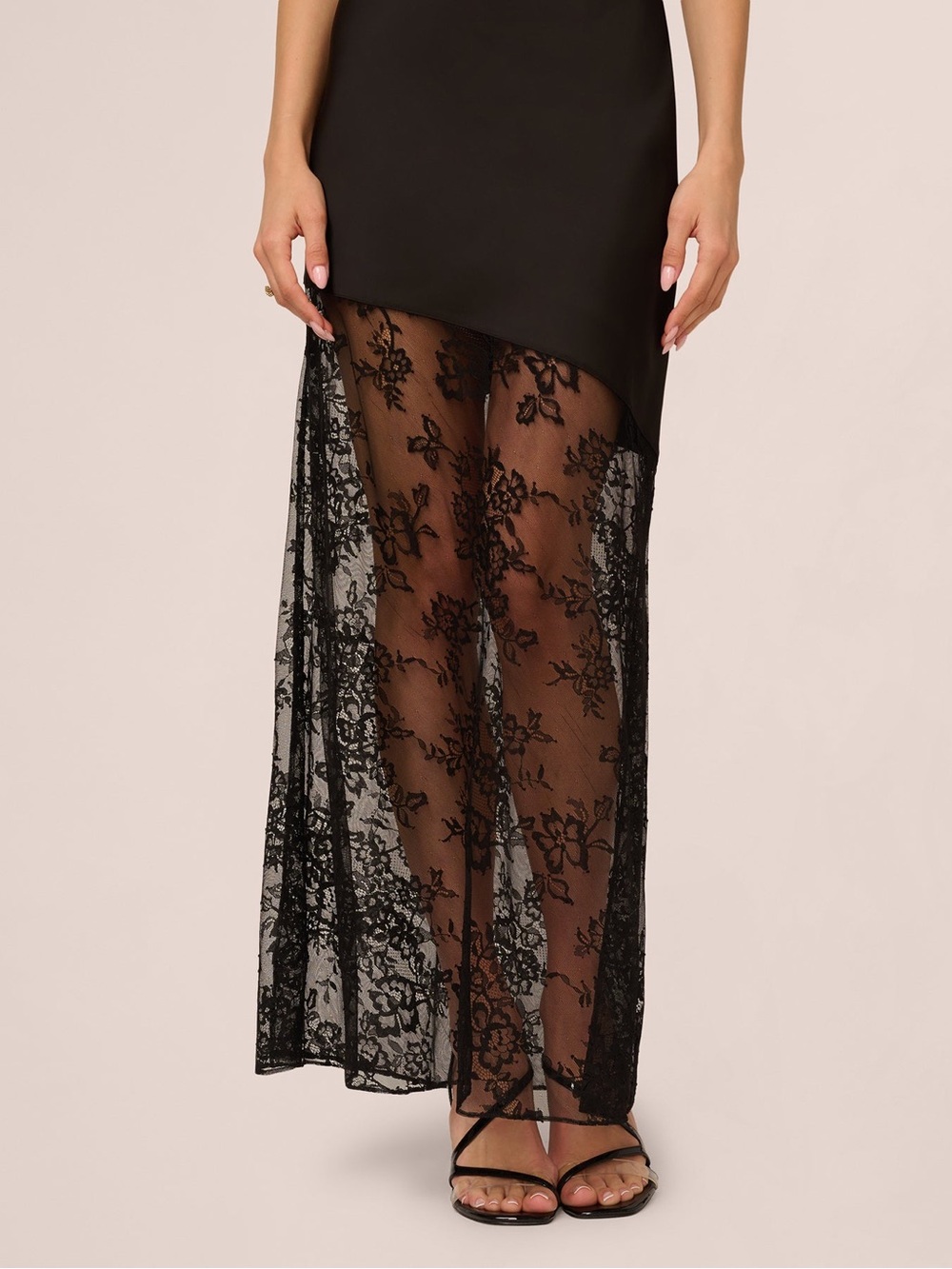 Adrianna Papell Stretch Satin & Lace Slip Maxi Dress NWT - Picture 5 of 10